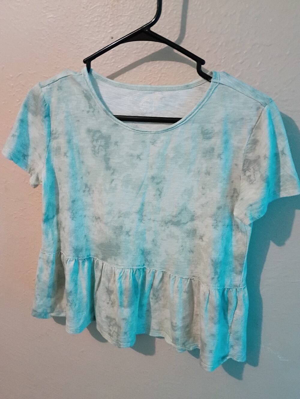 Girls Size XL Tie-Dye Peplum Short Sleeve Top